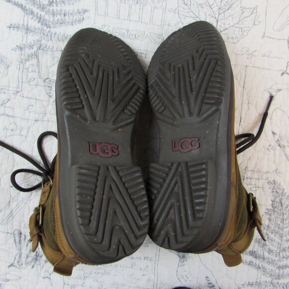 UGG Cecile Brown Waterproof Leather Ankle Duck Boots 1007999 Fur Felt Lined 5.5 - Picture 8 of 8